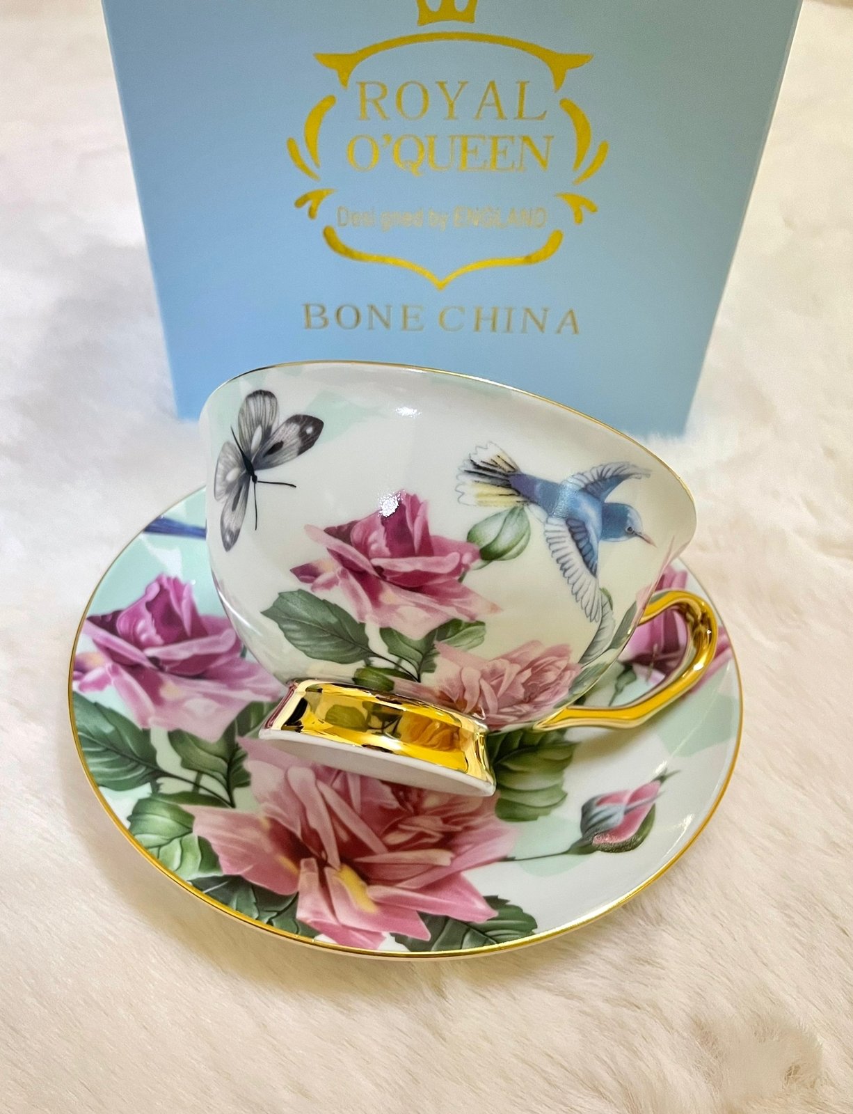 Tea cup with saucer, single cup. - Image 7 of 7