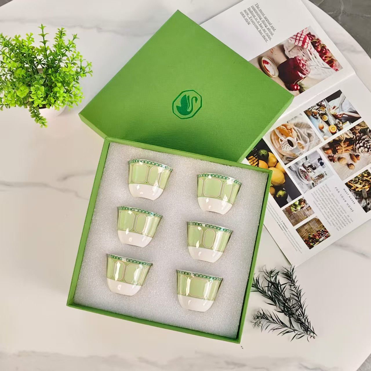 Swarovski Arabic coffee set of six cups,  available with many colors