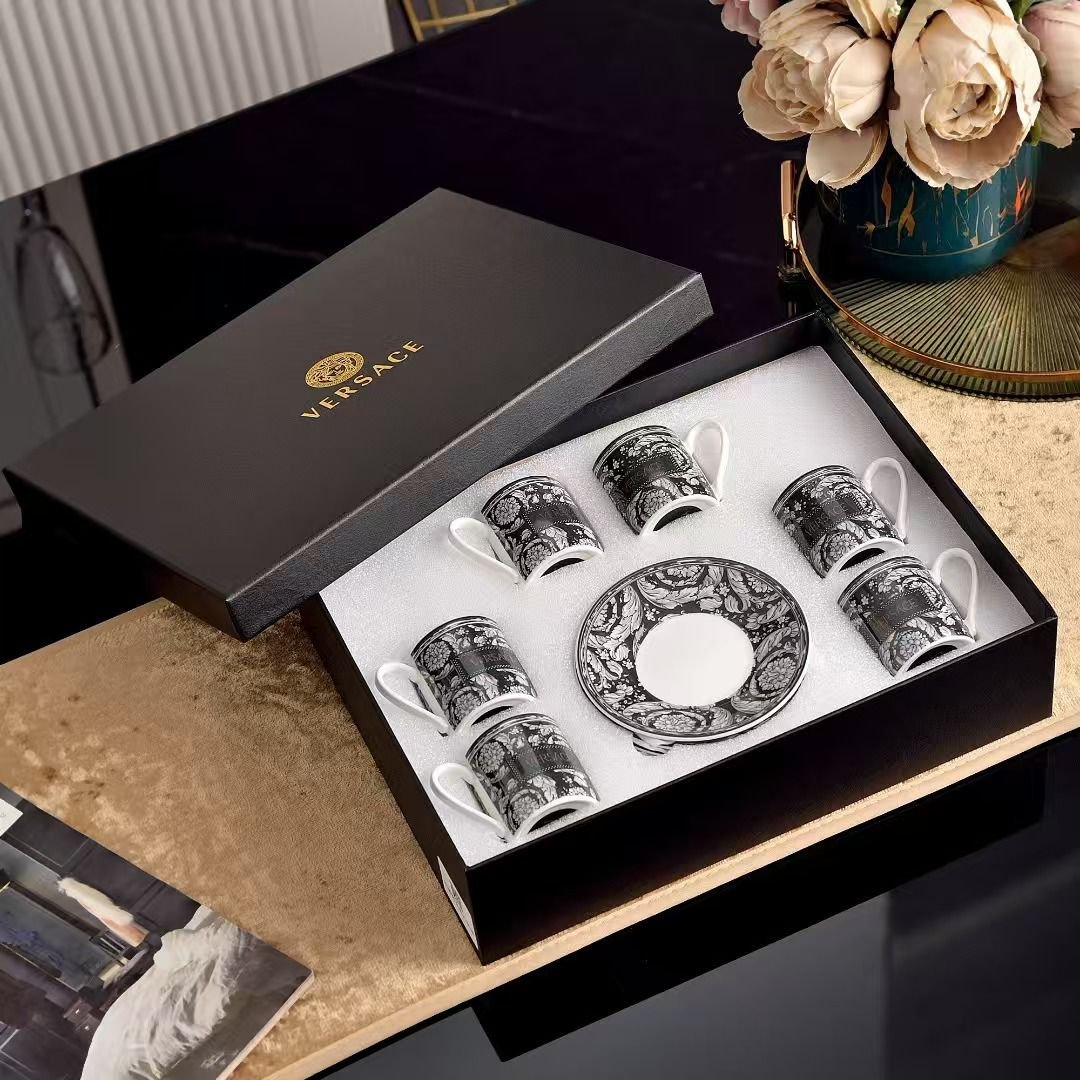 Versace Barocco Turkish coffee set of six cups and saucers - Versace Turkish Coffee Cups | Buy Online in UAE