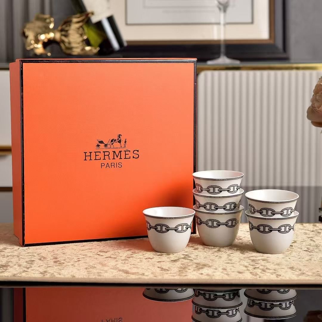 Hermes Chaine d'Ancre Platinum Demitasse Arabic Cups - Hermes Arabic Coffee | Aleppo Gift UAE