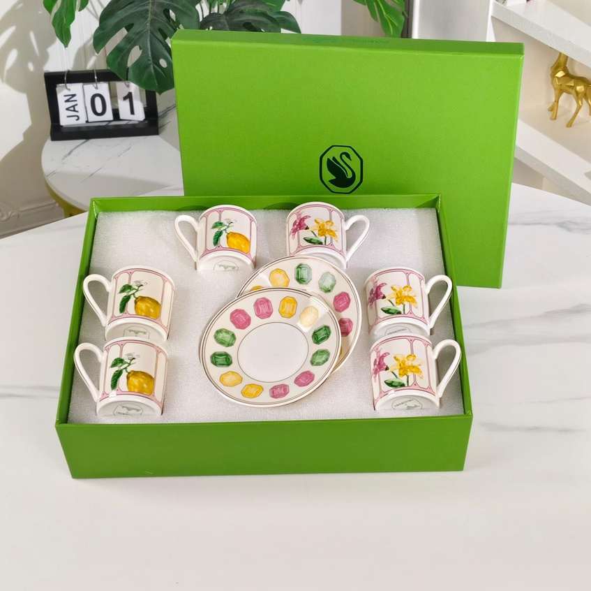 Swarovski Turkish cups set of six- Marshmallow color