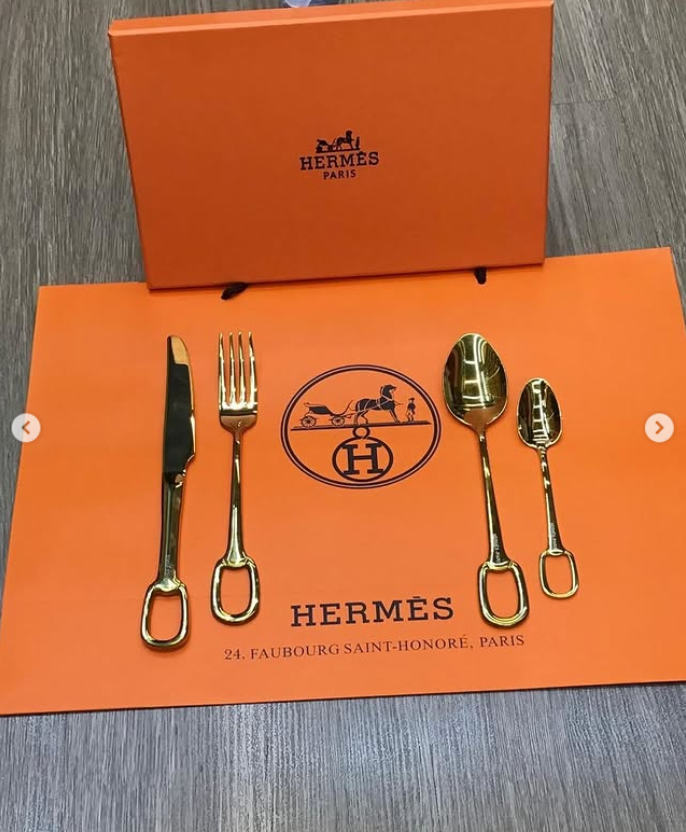 cutlery set for one person, Gold or Silver color - Hermes Cutlery | Buy Online in UAE