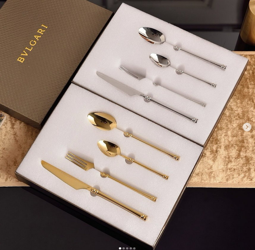 cutlery set for one person, Gold or Silver color - Bvlgari Cutlery | Buy Online in UAE