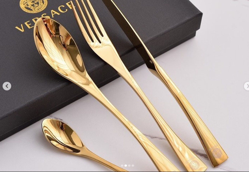 cutlery set for one person, Gold or Silver color - Versace Cutlery | Buy Online in UAE