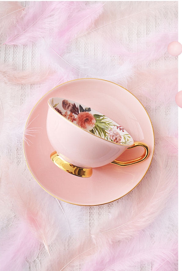 Tea cup with saucer, single cup.