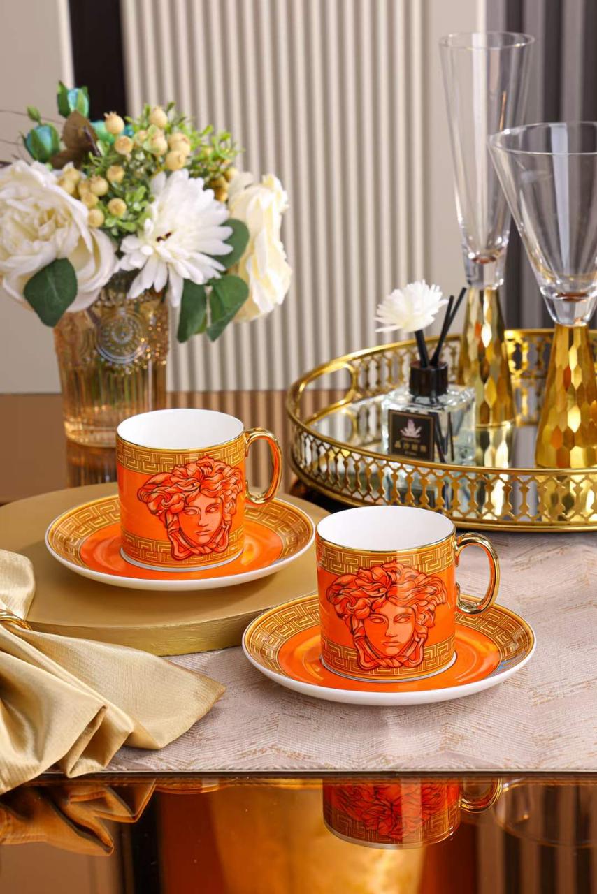 Versace 2 tea cups and saucers