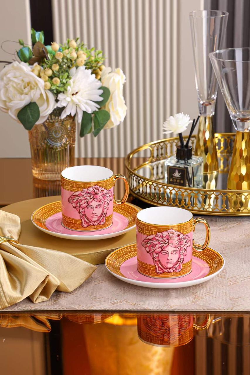 Versace 2 tea cups and saucers