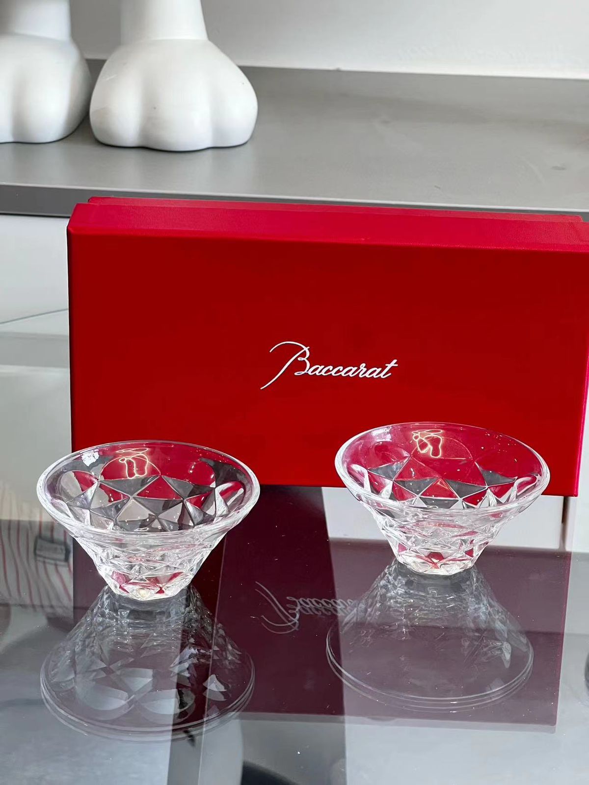 Baccarat set of two transparent bowls 