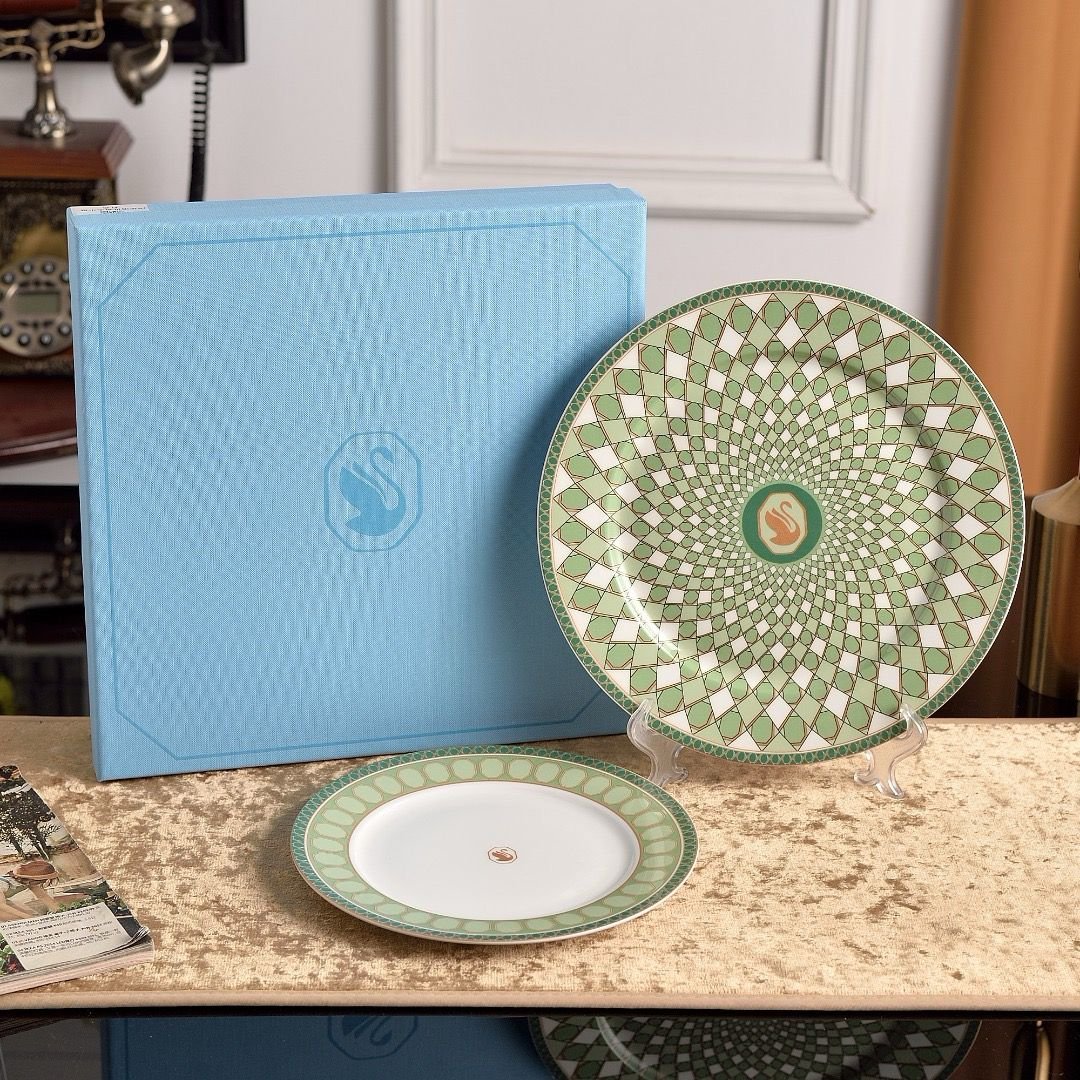 Swarovski Plates set of two green plates