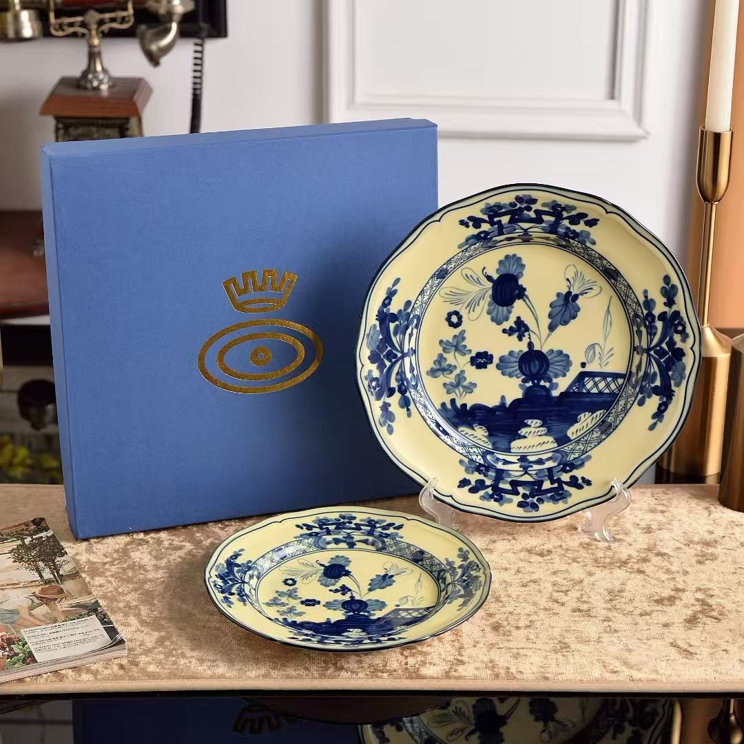 Ginori Plates set of two yellow Plates