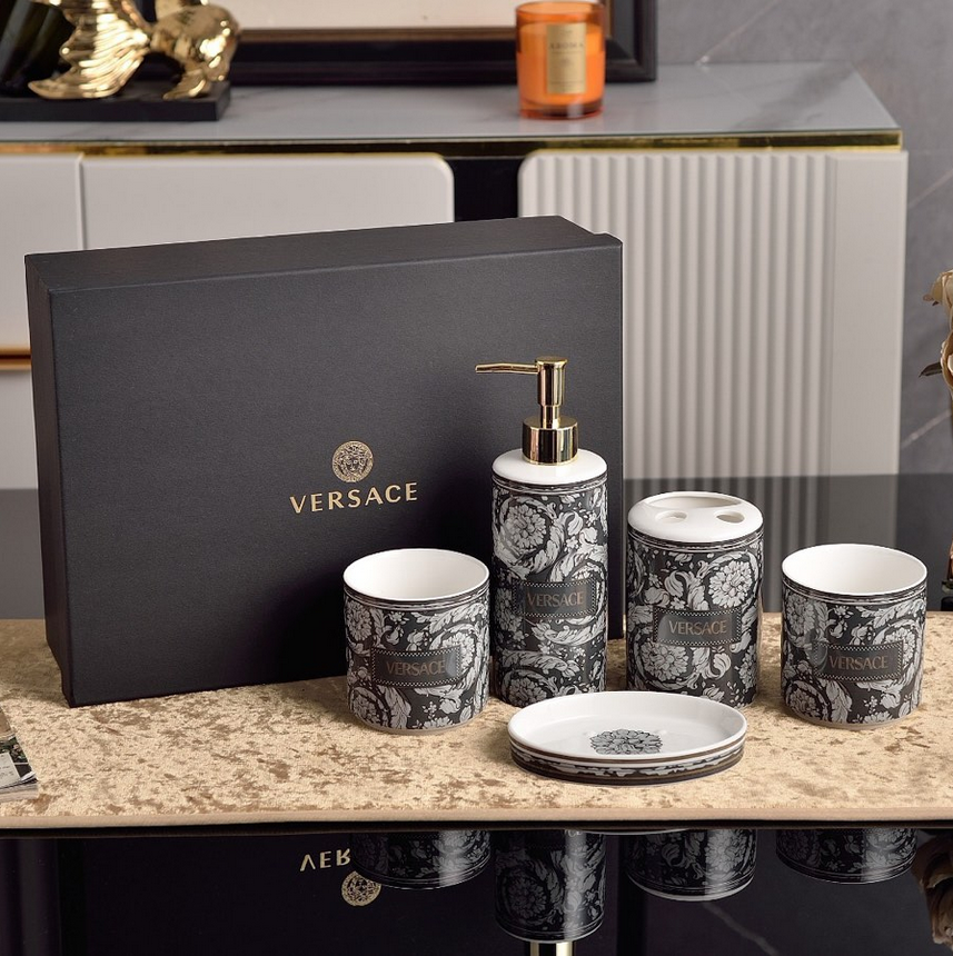 Versace five-piece bathroom set - Versace Bathroom Accessories | Aleppo Gift UAE