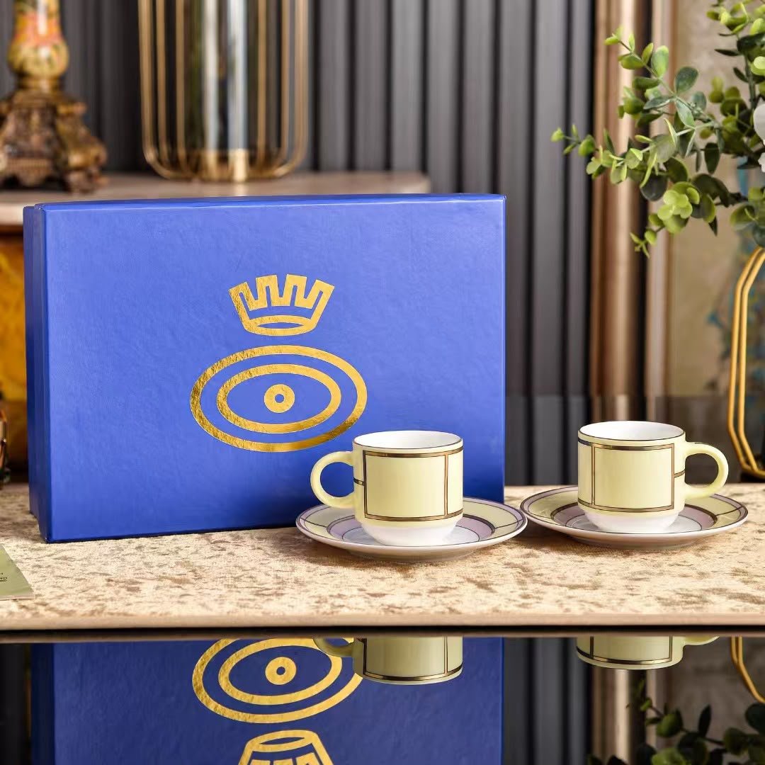 Ginori 1735 Diva Giallo Coffee Set for Two - Ginori Cups | Aleppo Gift UAE