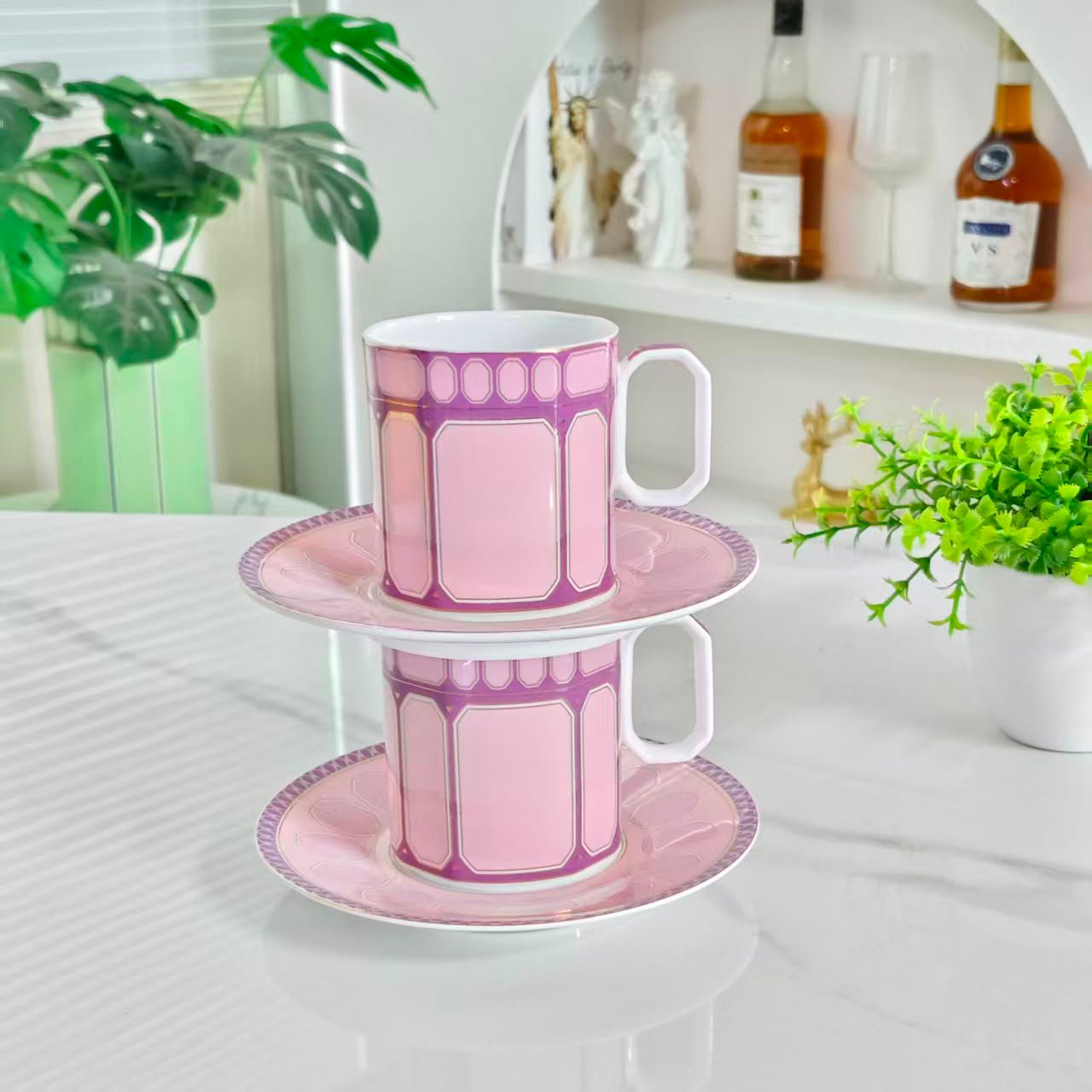 Rosenthal meets Swarovski Signum coffee cups set of two, rose - Swarovski Cups | Aleppo Gift UAE